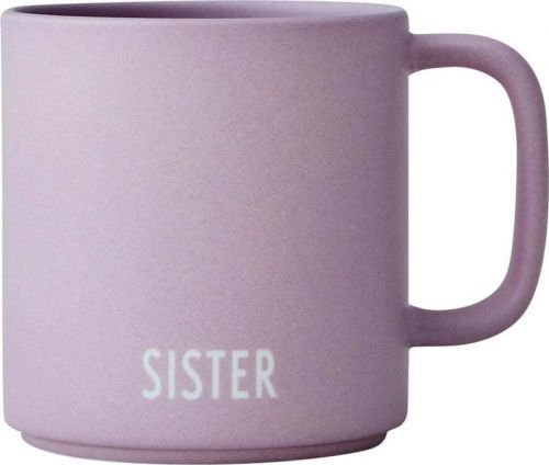 Levandulově fialový porcelánový hrnek Design Letters Siblings Sister