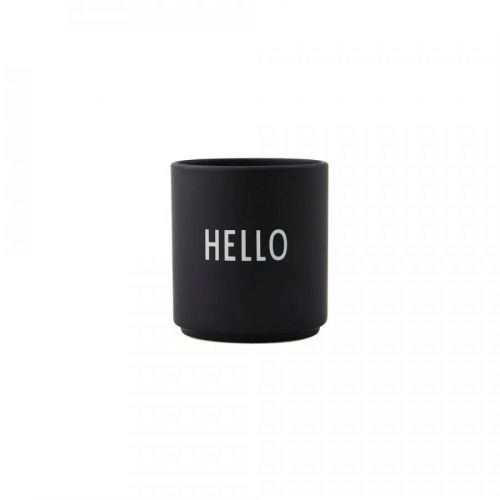 Černý porcelánový hrnek Design Letters Favourite Hello