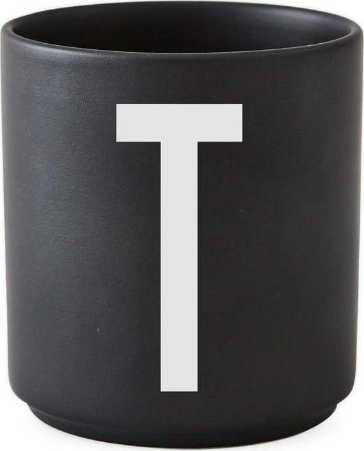 Černý porcelánový šálek Design Letters Alphabet T, 250 ml