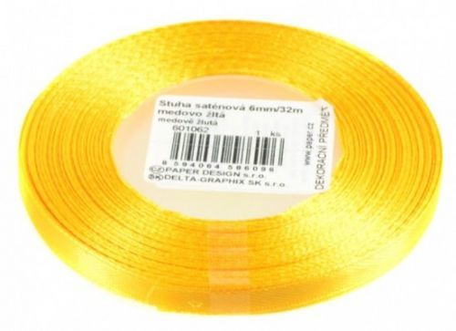 Stuha saténová 6 mm/32m - medově žlutá - 601062