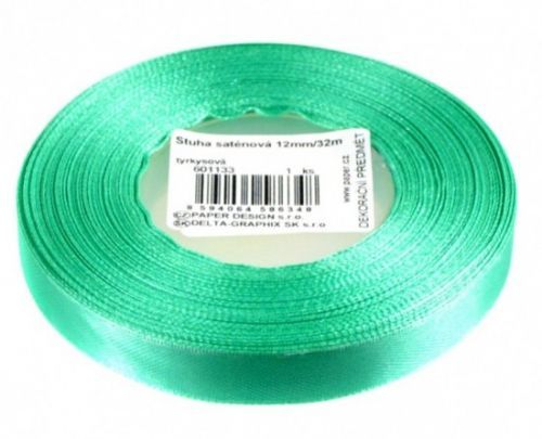 Stuha saténová 12 mm/32m - tyrkysová - 601133