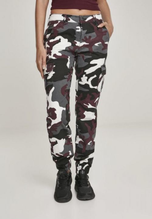 Ladies High Waist Camo Cargo Pants - lilaccamo 26