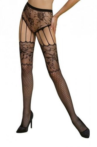 Passion Strip Panty Eco S004 černé Punčochové kalhoty One size černá