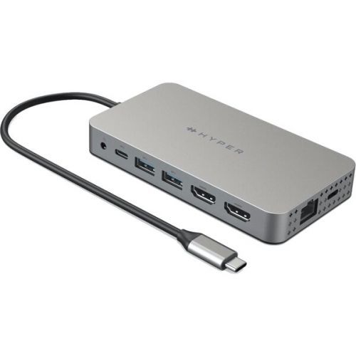 HyperDrive Dual 4K HDMI 10 v 1 USB-C hub stříbrný