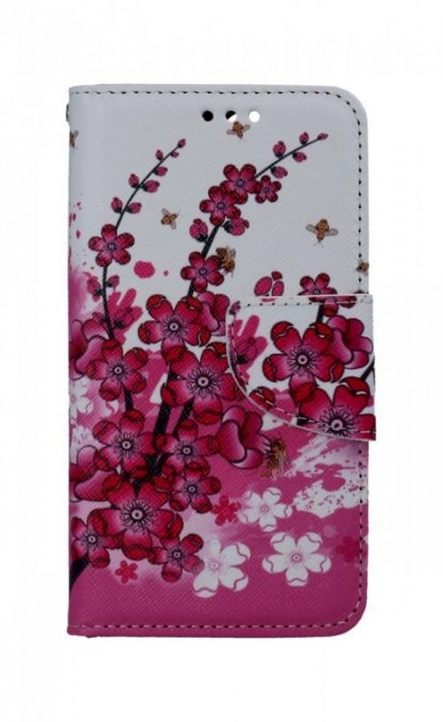 Pouzdro TopQ iPhone 13 mini knížkové Kytičky textil 66386