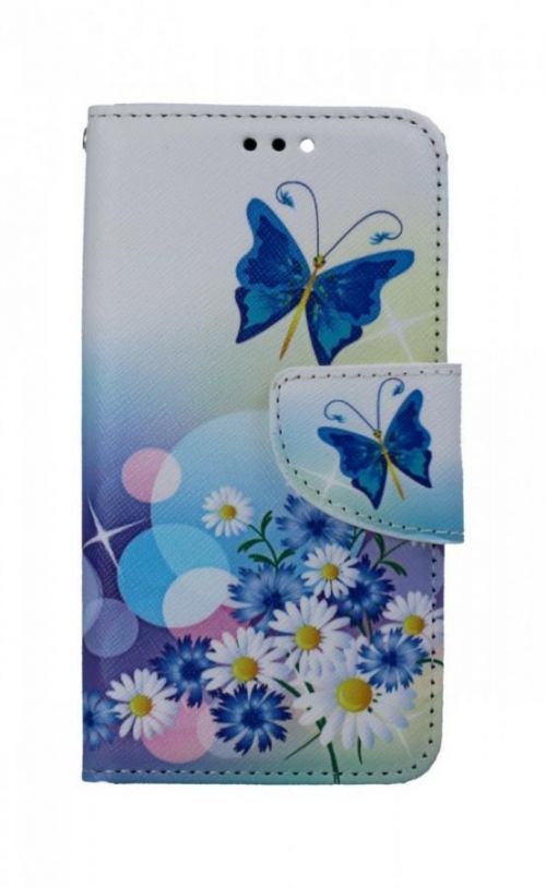 Pouzdro TopQ iPhone 13 mini knížkové Bílé s motýlkem 66376