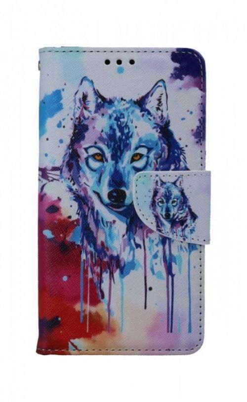 Pouzdro TopQ iPhone 13 knížkové Kresba vlka 66331