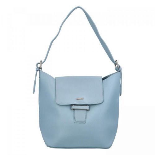 Příjemná dámská koženková kabelka s klopou Sandorin, světle modrá