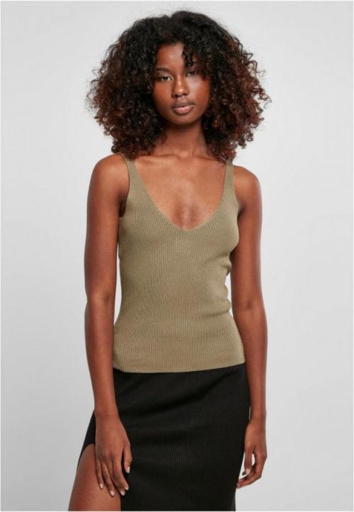 Ladies Rib Knit Top - khaki 3XL