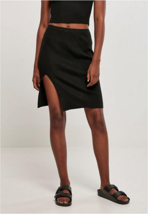 Ladies Rib Knit Skirt - black 3XL