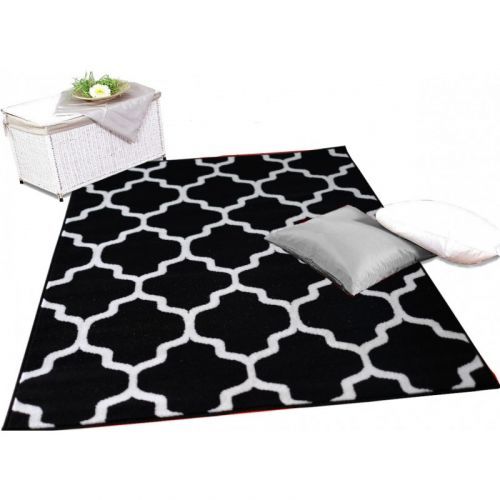 Koberce Kusový koberec Kanvas bílá s černou - 120 x 160 cm