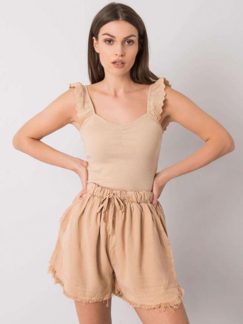 BÉŽOVÉ DÁMSKÉ ŠORTKY FA-SN-7184.50P-BEIGE Velikost: L/XL