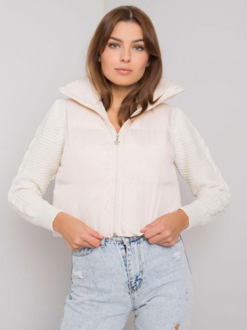 SMETANOVÁ DÁMSKÁ KRÁTKÁ VESTA EM-KZ-898.30-ECRU Velikost: L/XL
