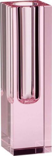 Růžová skleněná váza Hübsch Crystal, výška 18 cm