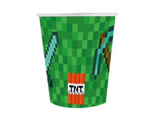 Papirové kelímky Minecraft party - 250 ml - 6ks - GoDan