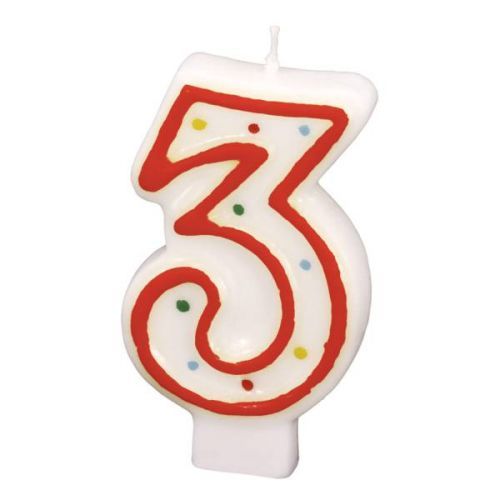 Narozeninová svíčka 7,3cm s puntíčky číslo 3 - Amscan