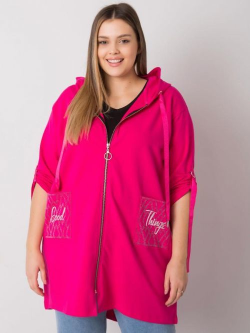 TMAVĚ RŮŽOVÁ DÁMSKÁ MIKINA NA ZIP S KAPSAMI RV-BL-6795.84-FUCHSIA Velikost: ONE SIZE
