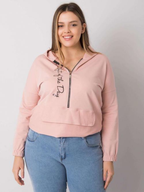 SVĚTLE RŮŽOVÁ DÁMSKÁ MIKINA SE ZIPEM RV-BL-7179.27-PINK Velikost: ONE SIZE
