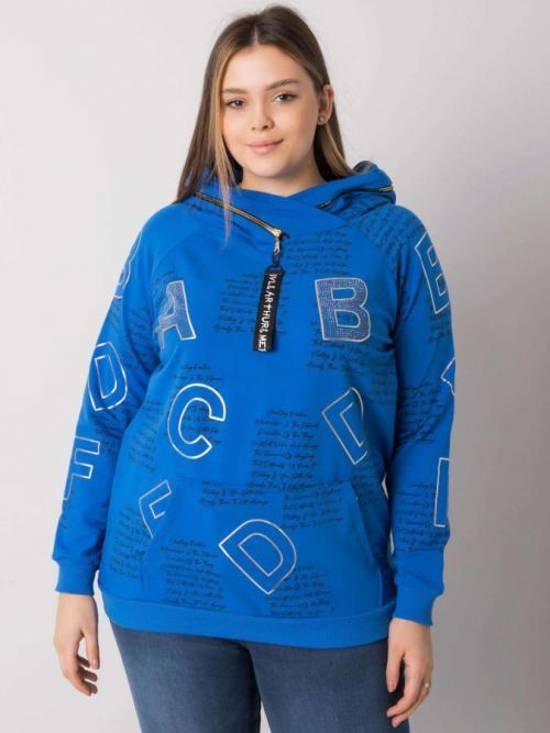 MODRÁ DÁMSKÁ MIKINA S POTISKEM PÍSMEN RV-BL-7218.38-BLUE Velikost: ONE SIZE