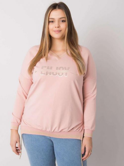 SVĚTLE RŮŽOVÉ DÁMSKÉ TRIČKO S NÁPISEM RV-BZ-7157.87P-PINK Velikost: ONE SIZE