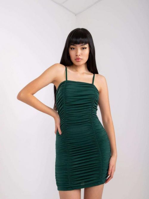 TMAVĚ ZELENÉ MINIŠATY EMILY S NAŘASENÍM DHJ-SK-13925.11P-DARK GREEN Velikost: ONE SIZE