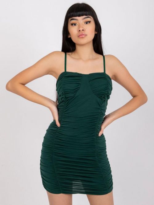 TMAVĚ ZELENÉ  NAŘASENÉ MINIŠATY ENRICA -DHJ-SK-13930.90-GREEN Velikost: ONE SIZE