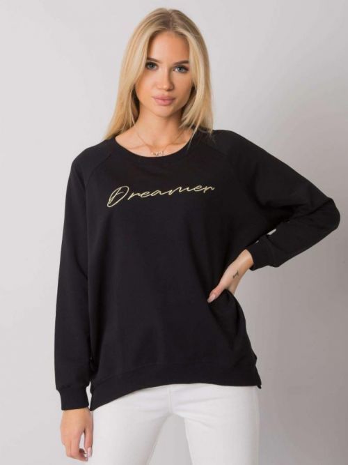 ČERNÁ DÁMSKÁ MIKINA S NÁPISEM NA HRUDI RV-BL-7192.66P-BLACK Velikost: L/XL