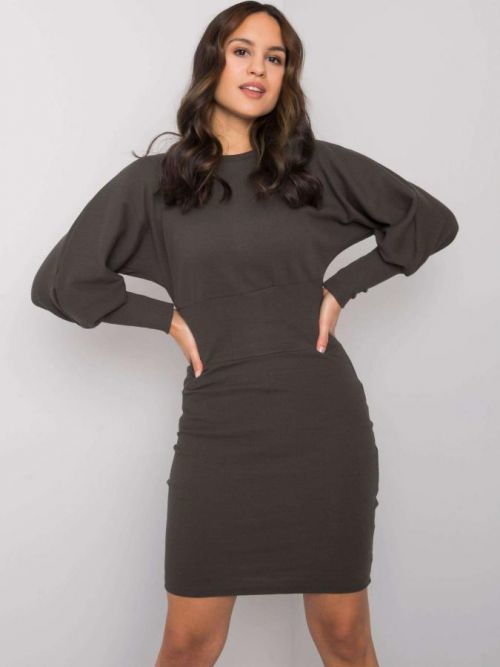 ELEGANTNÍ KHAKI ŠATY LETICIA S VOLNÝMI RUKÁVY RV-SK-6079.65-KHAKI Velikost: S