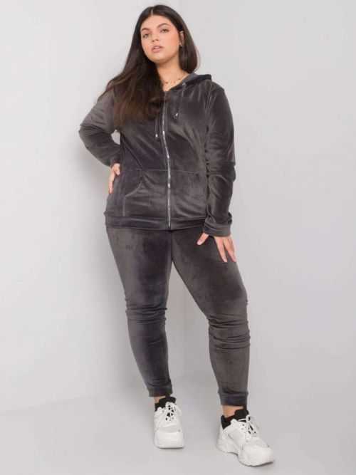 TMAVĚ ŠEDÁ DÁMSKÁ TEPLÁKOVÁ SOUPRAVA NA ZIP RV-KMPL-5961.18X-DARK GRAY Velikost: 3XL