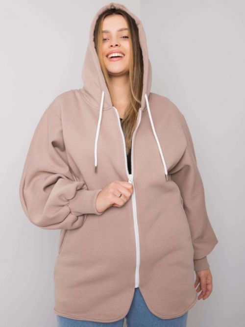 BÉŽOVÁ DÁMSKÁ MIKINA NA ZIP S KAPUCÍ RV-BL-7282.22P-BEIGE Velikost: ONE SIZE