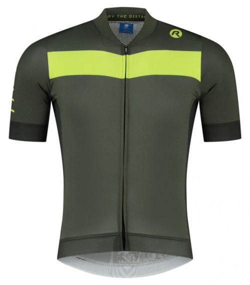 PRIME, cyklistický dres kr. rukáv, khaki-reflexní žlutá L