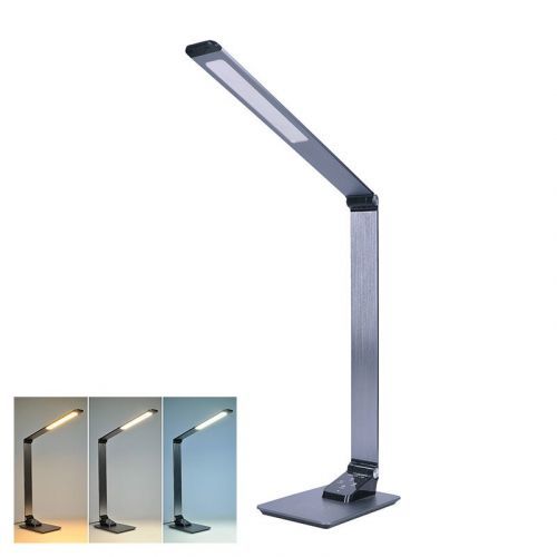 Solight LED stolní lampička stmívatelná, 10W, indukční nabíjení, změna chromatičnosti, hliník, šedá WO60-G Studená bílá