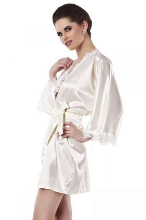 Smetanový saténový župan Viola