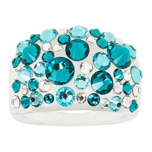 Levien Třpytivý prsten s krystaly Bubble Blue Zircon 53 mm