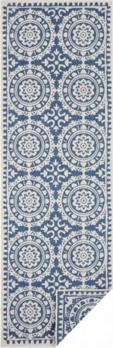 Modro-krémový venkovní koberec NORTHRUGS Jardin, 80 x 250 cm