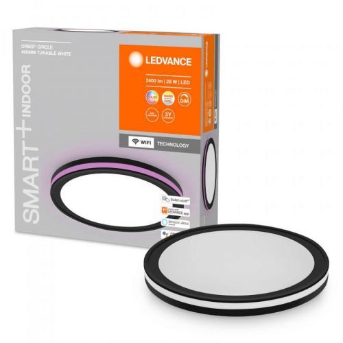 LEDVANCE SMART+ WiFi Orbis Circle CCT RGB černá, Chodba, akrylonitrilbutadienstyrenový kopolymer, polykarbonát, 28W, K: 9.5cm