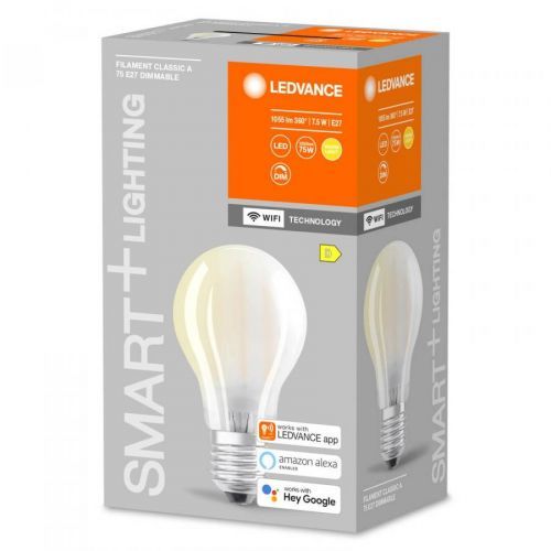 LEDVANCE SMART+ WiFi Filament Classic E27 7, 5W 827, sklo, E27, 7.5W, Energetická třída: D, P: 13.3 cm
