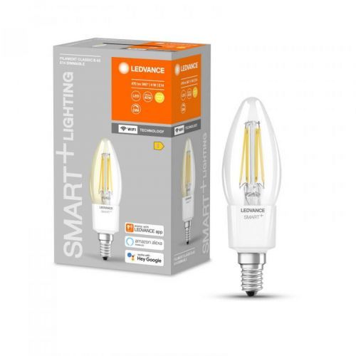 LEDVANCE SMART+ WiFi Filament Candle 40 E14 4W 827, sklo, E14, 4W, Energetická třída: E, P: 11.5 cm