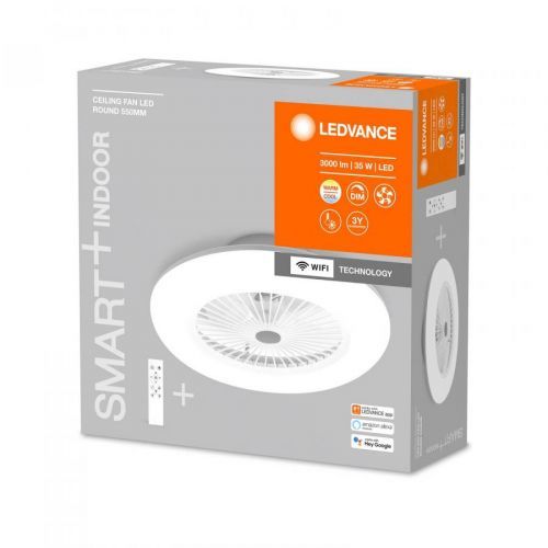LEDVANCE SMART+ WiFi LED stropní ventilátor Round, Obývací pokoj / jídelna, ABS plast, polykarbonát, 74W, K: 21.6cm