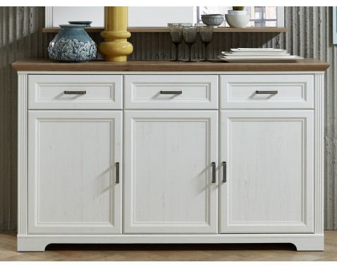 Komoda se zásuvkami Jasmin, bělená pinie/dub