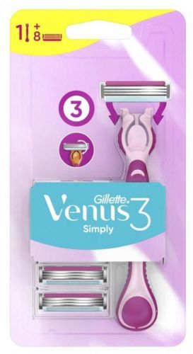 Gillette Simply Venus 3 Rukojeť Holicího Strojku + 8 Holicích Hlavic