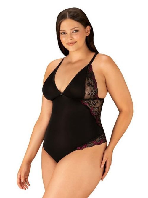 Jemné body Vanessme teddy 2XL/3XL - Obsessive - 2XL/3XL - černá