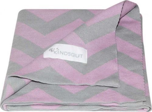 Růžovo-šedá bavlněná dětská deka Kindsgut Zigzag, 80 x 100 cm