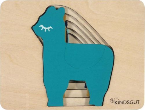 Dřevěné dětské puzzle Kindsgut Lama