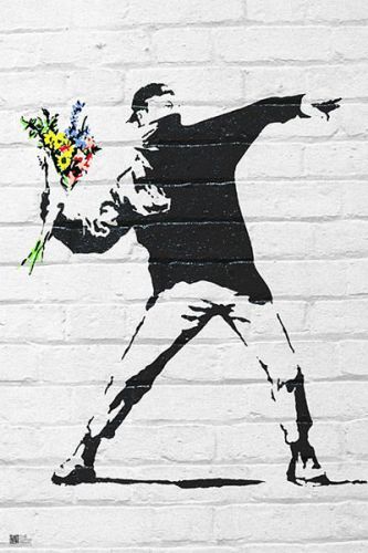 CLOSE UP Plakát, Obraz - Banksy street art - Graffiti Throwing Flow, (61 x 91.5 cm)
