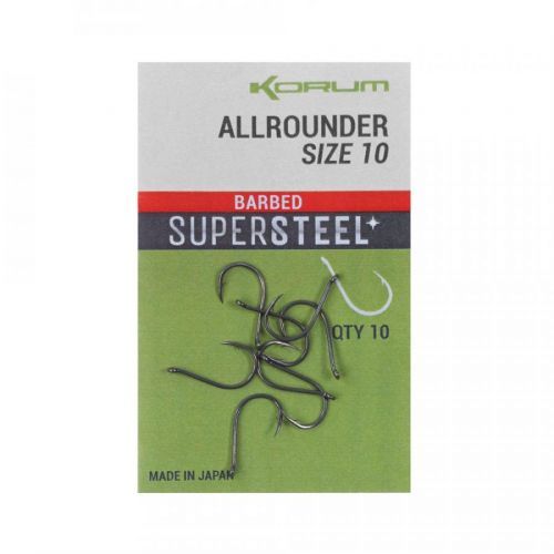 Korum Háčky Supersteel Allrounder Hooks Barbed 10ks - vel. 10