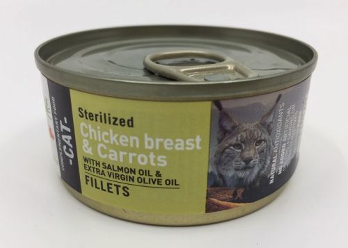 BRAVERY cat konzerva  STERILISED CHICKEN breast fillet/carrot/salmon oil - 70g