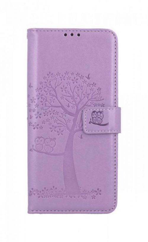 Pouzdro TopQ Vivo Y11s knížkové Světle fialový strom sovičky 68675