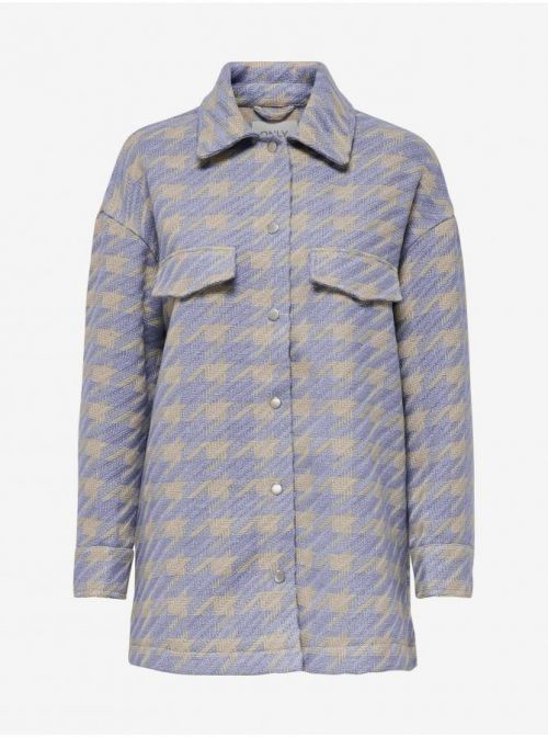 Béžovo-fialová kostkovaná košilová bunda ONLY Johanna
