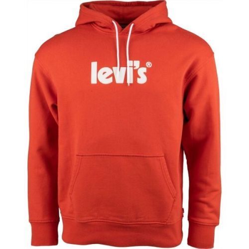 Levi's RELAXED GRAPHIC PO POSTER HOODIE Červená M - Pánská mikina